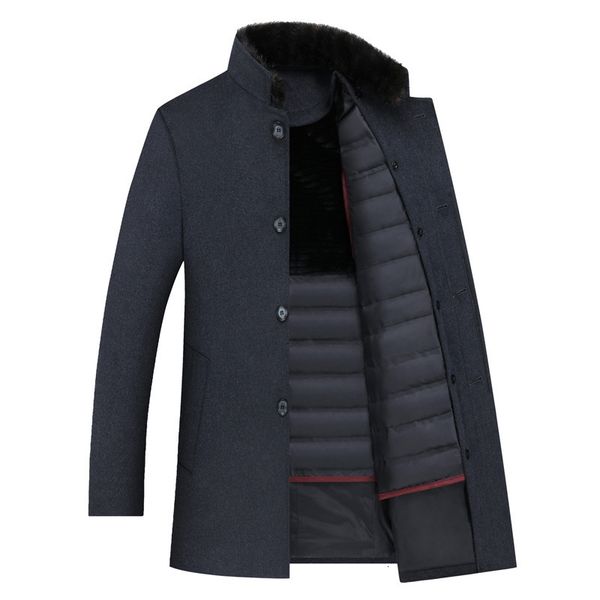 men's wool blends coat thick detachable duck down liner en s winter warm s trench long overcoat england style 221206, Black
men's wool blends coat thick detachable duck down liner en s winter warm s trench long overcoat england style 221206, Black