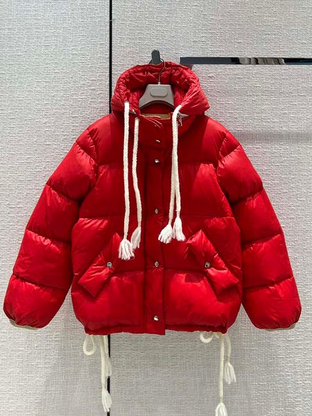 women down jacket with hood winter designer vintage red color lace up hooded coat women's lantern sleeve straight slim clothes, Black
women down jacket with hood winter designer vintage red color lace up hooded coat women's lantern sleeve straight slim clothes, Black