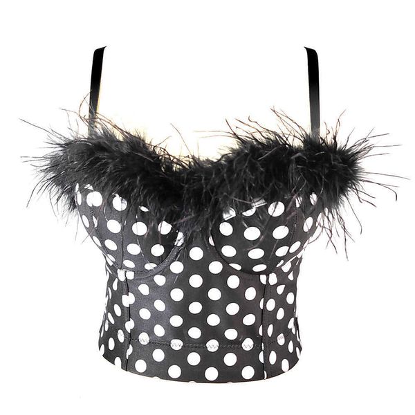 wave point contrast color splicing ostrich hair suspender short large open back bra short style commuter dot wrap, White
wave point contrast color splicing ostrich hair suspender short large open back bra short style commuter dot wrap, White