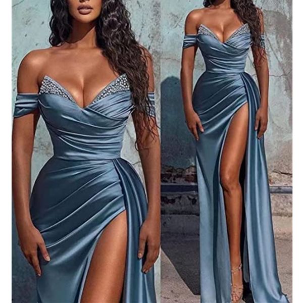 2023 elegant off the shoulder satin mermaid evening dresses beaded ruched high split sweep train formal party arabic prom dresses, Black;red
2023 elegant off the shoulder satin mermaid evening dresses beaded ruched high split sweep train formal party arabic prom dresses, Black;red