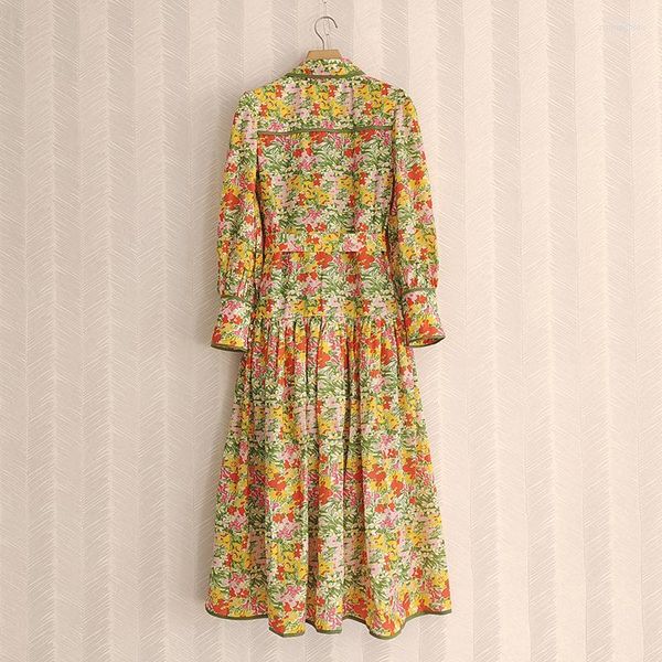 casual dresses yellow green color floral prined women long dress belt sashes turn-down collar party loose, Black;gray 
casual dresses yellow green color floral prined women long dress belt sashes turn-down collar party loose, Black;gray