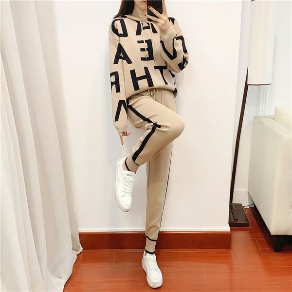 women s two piece pants fashion autumn women 2 pieces sets casual letter print patchwork loose knitted sweater sports harlan suits spring 22, White
women s two piece pants fashion autumn women 2 pieces sets casual letter print patchwork loose knitted sweater sports harlan suits spring 22, White