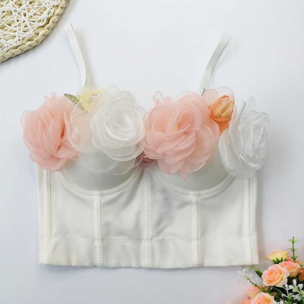 vest bra with fishbone sling steel ring three-dimensional flower body shaping nightclub bar bra, White
vest bra with fishbone sling steel ring three-dimensional flower body shaping nightclub bar bra, White