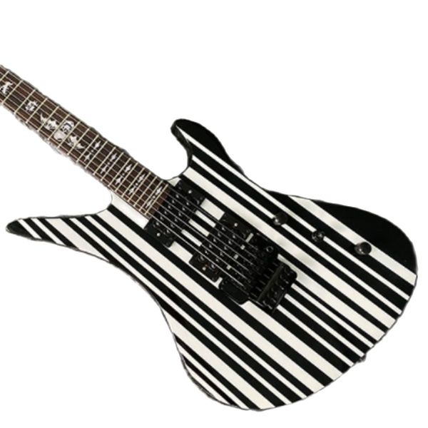 lvychina electric guitar ox horn shape black and white stripe factory direct sales can be customized
lvychina electric guitar ox horn shape black and white stripe factory direct sales can be customized