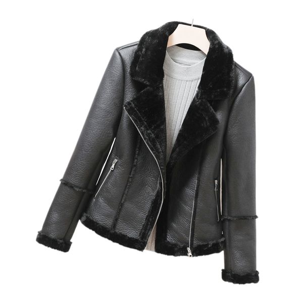 pu faux lamb leather jacket women faux shearling sheepskin coats thick warm winter black motorcycle female overcoat
pu faux lamb leather jacket women faux shearling sheepskin coats thick warm winter black motorcycle female overcoat