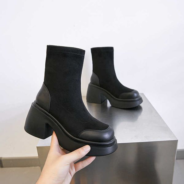 autumn and winter 2022 soled leather elastic boots women's casual thin boots thick heel short boots trend, Black
autumn and winter 2022 soled leather elastic boots women's casual thin boots thick heel short boots trend, Black