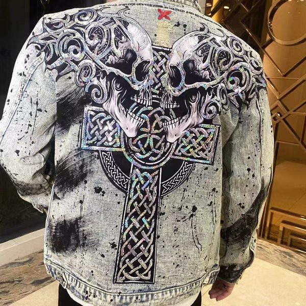 mens jeans jacket streetwear motorcycle punk embroidery denim spring hip hop shinning dazzling, Black;brown
mens jeans jacket streetwear motorcycle punk embroidery denim spring hip hop shinning dazzling, Black;brown
