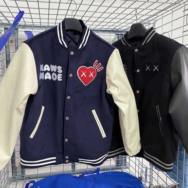 men's jackets human made winter jackets leather sleeves casual embroidered hearts men women baseball jackets t221212, Black;brown
men's jackets human made winter jackets leather sleeves casual embroidered hearts men women baseball jackets t221212, Black;brown