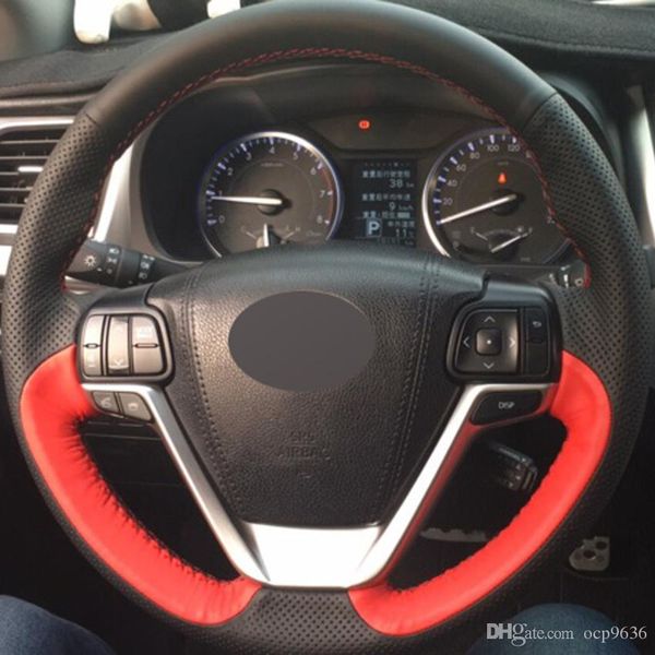 for toyota highlander 2015-2017 diy hand-stitched black red genuine leather car steering wheel cover
for toyota highlander 2015-2017 diy hand-stitched black red genuine leather car steering wheel cover
