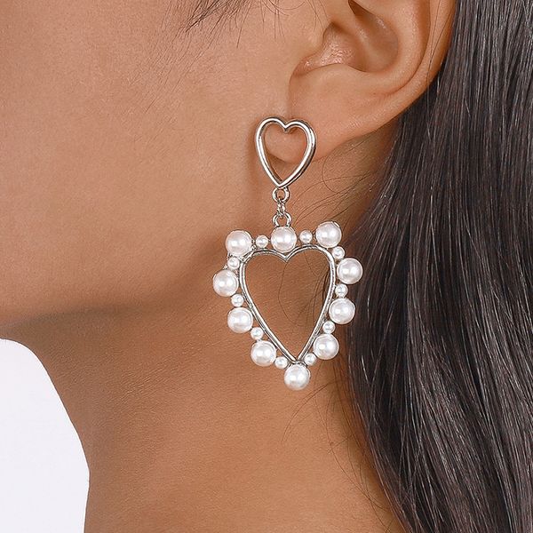 korean heart dangle earrings imitation pearl love earring circle beaded simple drop earring for elegant women girls, Silver
korean heart dangle earrings imitation pearl love earring circle beaded simple drop earring for elegant women girls, Silver