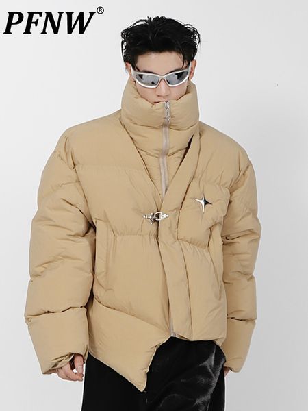 men's down parkas pfnw irregular padded cotton coat metal design thickened solid color high neck zipper korean fashion male jacket 2212, Black
men's down parkas pfnw irregular padded cotton coat metal design thickened solid color high neck zipper korean fashion male jacket 2212, Black