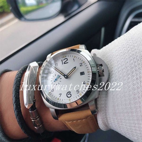 new designer mens watch 44mm white dial pam stainless steel 1950 genuine lether transparent back asia automatic mechanical watches sapphire, Slivery;brown
new designer mens watch 44mm white dial pam stainless steel 1950 genuine lether transparent back asia automatic mechanical watches sapphire, Slivery;brown
