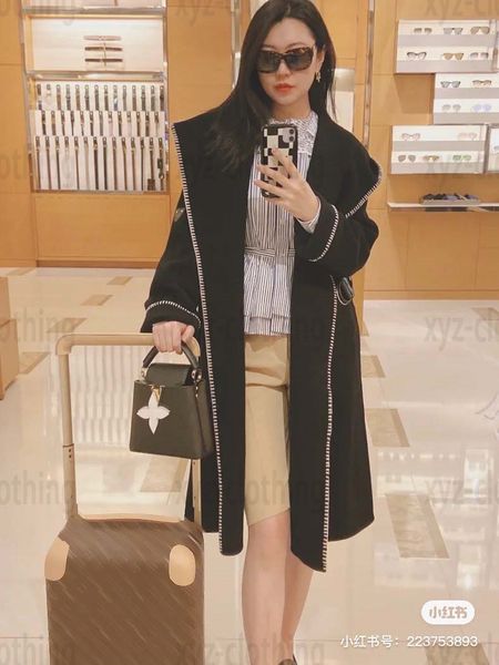 classic wrap hooded coat jackets black designer women long coats braided overlock embroidery jacket 3d stereo cutting outwear for xyz2023, Black;brown
classic wrap hooded coat jackets black designer women long coats braided overlock embroidery jacket 3d stereo cutting outwear for xyz2023, Black;brown