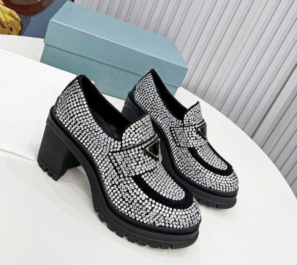 luxury triangle label women full diamond shoes and slippers shiny all diamonds loafers shoes ladies coarse high heel drilling bottom of the, Black
luxury triangle label women full diamond shoes and slippers shiny all diamonds loafers shoes ladies coarse high heel drilling bottom of the, Black