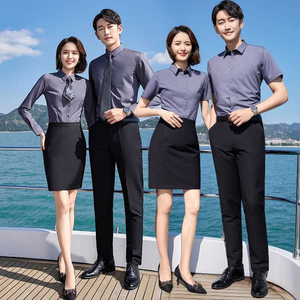 work clothes own men's and women's profional cloth cotton shirts sal department shop sells long sleeve embroidery, White
work clothes own men's and women's profional cloth cotton shirts sal department shop sells long sleeve embroidery, White