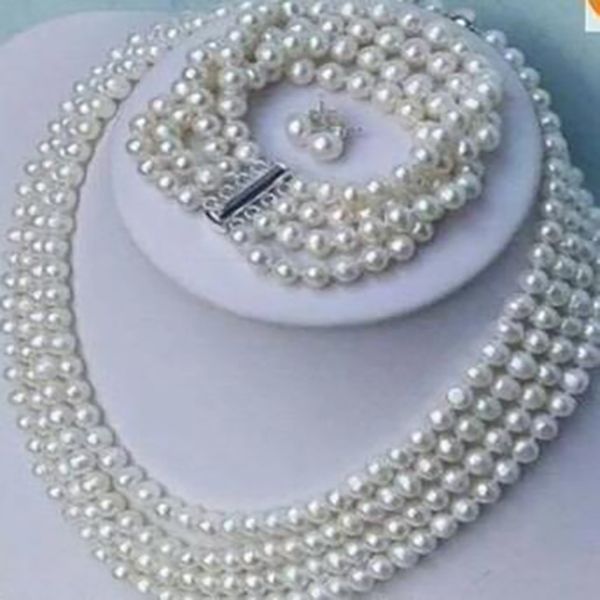 beautiful woman's jewelry 4rows white 6-7mm pearl necklace bracelet sets set 17-19", Silver
beautiful woman's jewelry 4rows white 6-7mm pearl necklace bracelet sets set 17-19", Silver