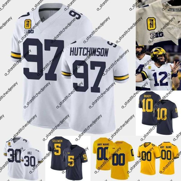 american college football wear ncaa michigan wolverines aidan hutchinson tm 42 football jersey daxton hill donovan edwards tom brady cade mc, Black
american college football wear ncaa michigan wolverines aidan hutchinson tm 42 football jersey daxton hill donovan edwards tom brady cade mc, Black