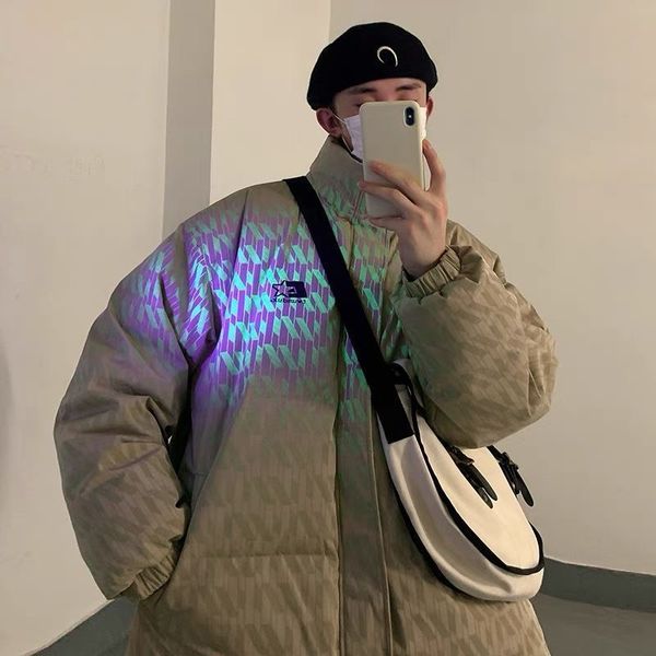 men's down parkas autumn winter retro jacket fashion reflective tooling cotton europe and the united states hiphop coats 221207, Black
men's down parkas autumn winter retro jacket fashion reflective tooling cotton europe and the united states hiphop coats 221207, Black