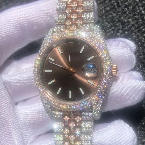 moissanite watches pass diamonds test rose gold mixed silver automatic eta movement 41mm waterproof 904 stainless frameless set sapphire wit, Slivery;brown
moissanite watches pass diamonds test rose gold mixed silver automatic eta movement 41mm waterproof 904 stainless frameless set sapphire wit, Slivery;brown