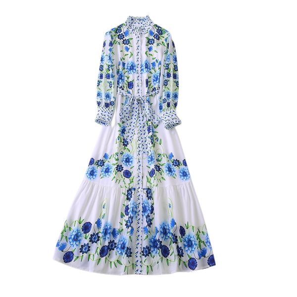 new light luxury wooden ear edge stand neck front nail button loose print waist long dress, Black;gray
new light luxury wooden ear edge stand neck front nail button loose print waist long dress, Black;gray