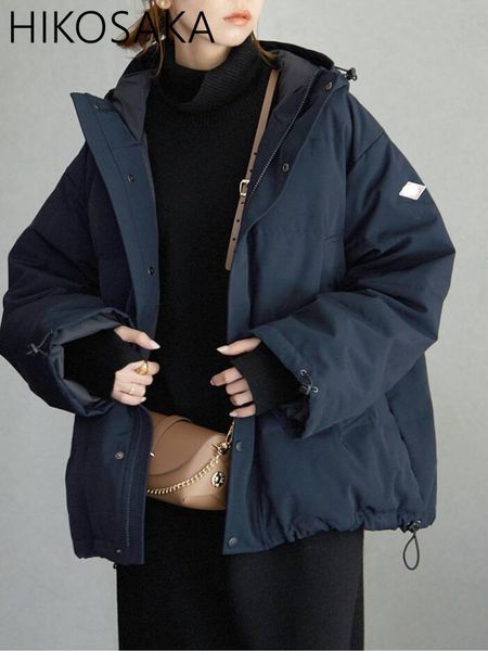 women's down parkas japanese fashion casual loose solid all match hooded warm winter jacket women streetwear long sleeve coats 221207, Black
women's down parkas japanese fashion casual loose solid all match hooded warm winter jacket women streetwear long sleeve coats 221207, Black