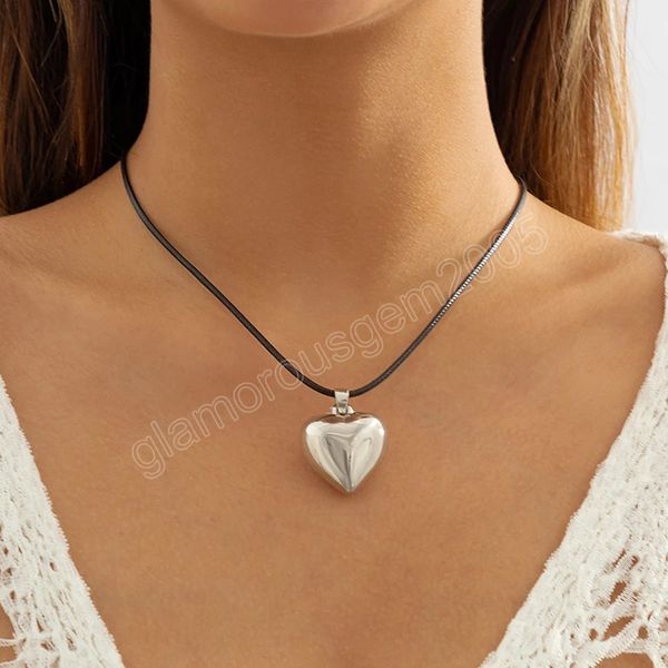 simple black rope with big heart pendant necklace for women trendy elegant love jewelry accessories on neck fashion girl, Silver
simple black rope with big heart pendant necklace for women trendy elegant love jewelry accessories on neck fashion girl, Silver