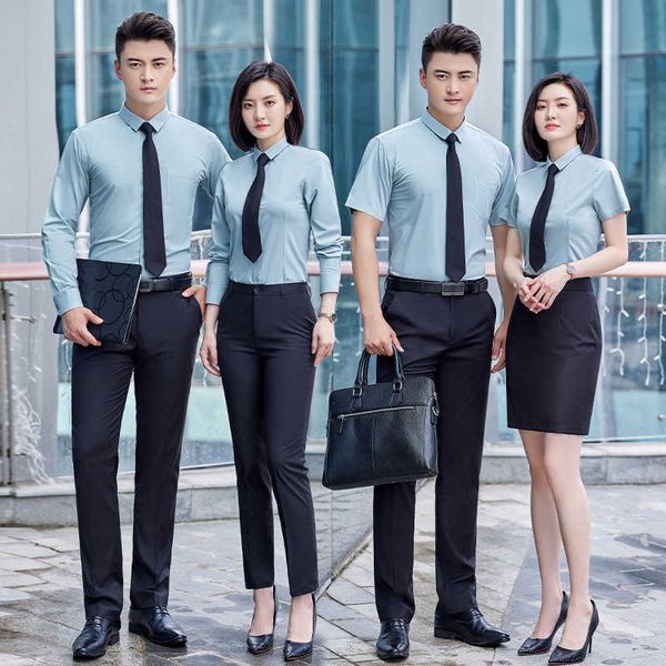 work clothes this occupation's formal bamboo fiber long and short sleeved suit summer group shirt embroidered women, White
work clothes this occupation's formal bamboo fiber long and short sleeved suit summer group shirt embroidered women, White