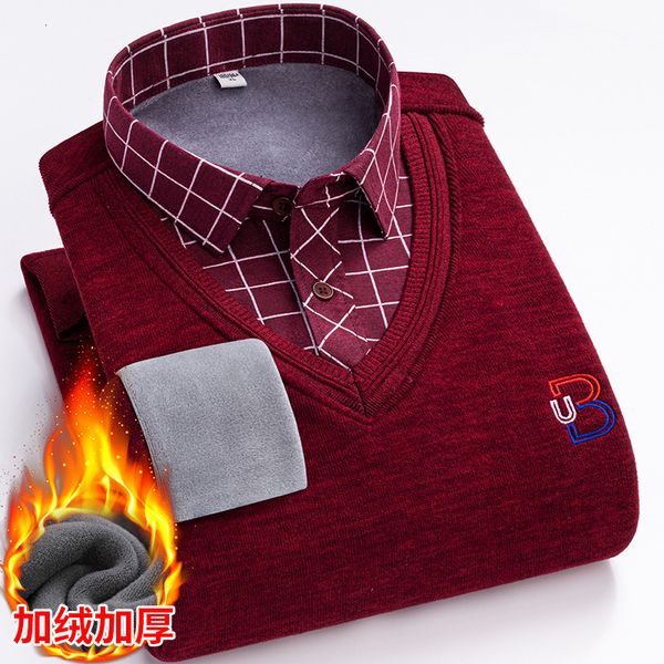 men's sweaters 12 color business fleece warm pullover plus velvet thick fake two piece knitted sweater high end brand knitwear clothes, White;black
men's sweaters 12 color business fleece warm pullover plus velvet thick fake two piece knitted sweater high end brand knitwear clothes, White;black