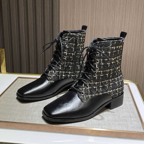 boots large women's soft leather color matching small fragrant short boots front lace up thick heel martin boots winter square head, Black
boots large women's soft leather color matching small fragrant short boots front lace up thick heel martin boots winter square head, Black
