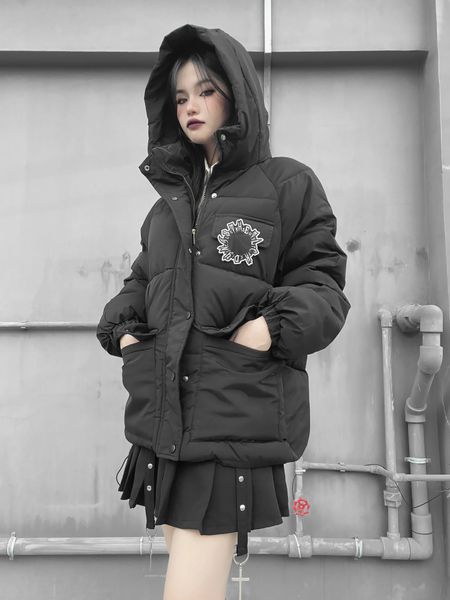 women's down parkas rosetic fashion women goth pedded cotton coat long sleeve solid color zipper gothic style elegant ladies for winter, Black
women's down parkas rosetic fashion women goth pedded cotton coat long sleeve solid color zipper gothic style elegant ladies for winter, Black