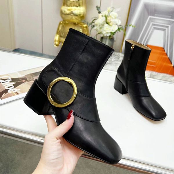 designer ladies fashion boots matching chunky heel leather square head buckle zipper short boot sizes 35-44 with box, Black
designer ladies fashion boots matching chunky heel leather square head buckle zipper short boot sizes 35-44 with box, Black