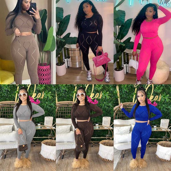 2023 spring designer womens trackuits new two piece set hollow hole high waist tight pants casual sports suit, Gray
2023 spring designer womens trackuits new two piece set hollow hole high waist tight pants casual sports suit, Gray