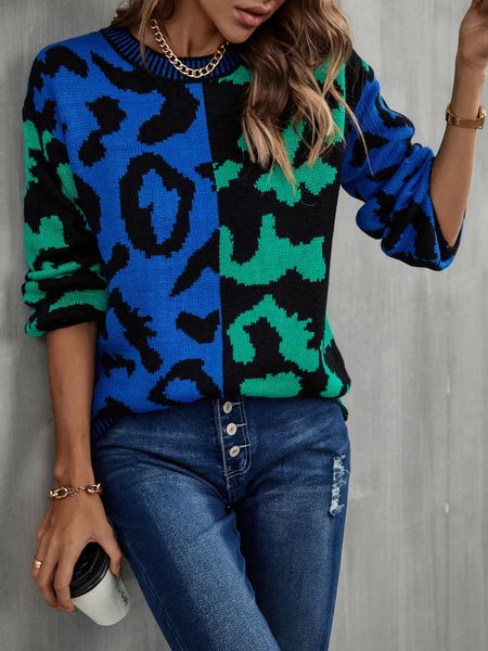 women's sweaters fashion women autumn winter leopard print stitching sweater streetwear round neck long sleeve knitting pullover 22120, White;black
women's sweaters fashion women autumn winter leopard print stitching sweater streetwear round neck long sleeve knitting pullover 22120, White;black