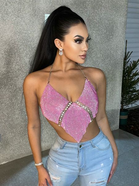 women's tanks europe and america nightclub metal bright diamond chain hanging neck pink vest female, White
women's tanks europe and america nightclub metal bright diamond chain hanging neck pink vest female, White
