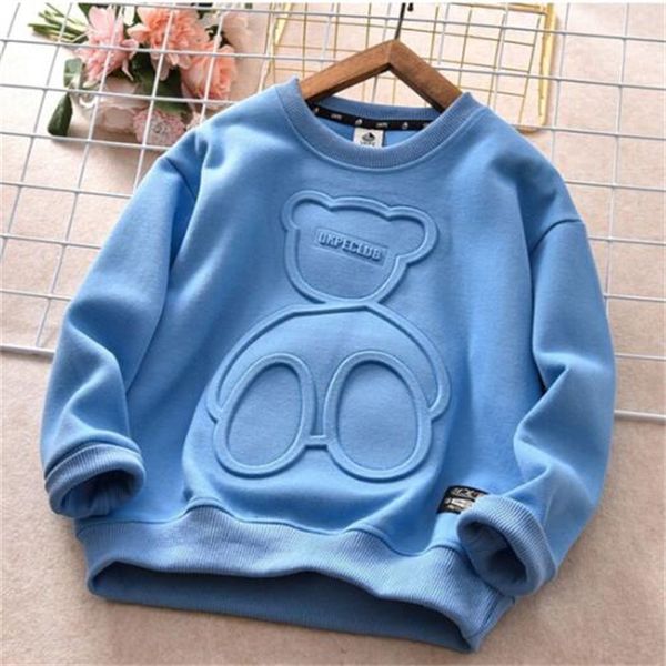 

Autumn Steel Print Bear Sweatshirt Children Boys Hoodies Teenagers Long Sleeve Pullovers Moletom Girls Sudaderas Kids Cotton Clothes, Sky blue