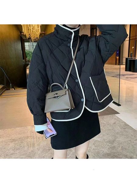 women's down parkas korean fashion short style women elegant lady outwear warm clothing single breasted pocket casual basic arrival 221, Black
women's down parkas korean fashion short style women elegant lady outwear warm clothing single breasted pocket casual basic arrival 221, Black