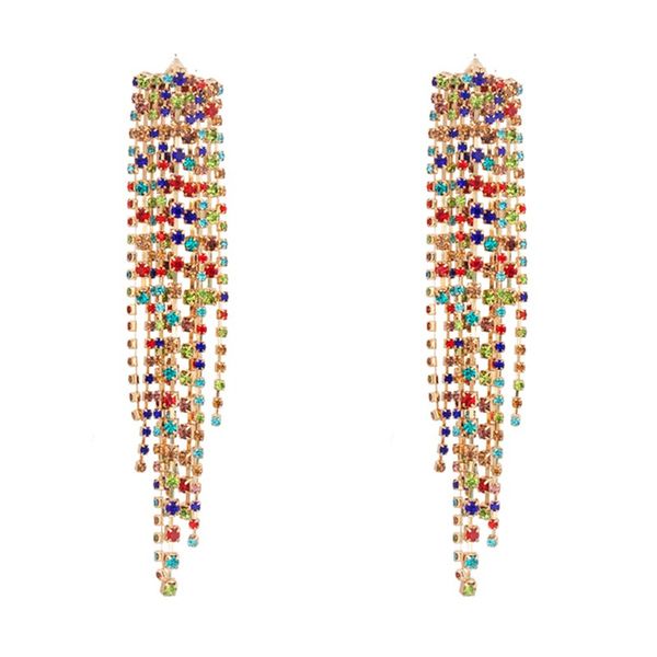 long metal tassel rhinestone earring crystal beaded dangle earrings statement party jewelry for women, Silver
long metal tassel rhinestone earring crystal beaded dangle earrings statement party jewelry for women, Silver