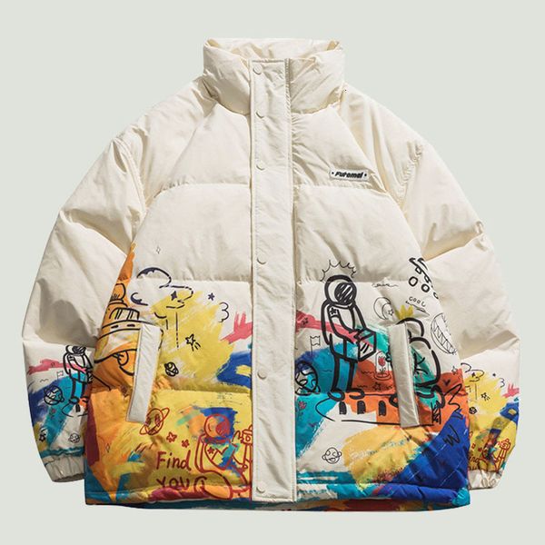 men's down parkas hip hop fun painting cartoon print parkas mens winter cotton padded warm harajuku streetwear oversize loose coats jac, Black
men's down parkas hip hop fun painting cartoon print parkas mens winter cotton padded warm harajuku streetwear oversize loose coats jac, Black