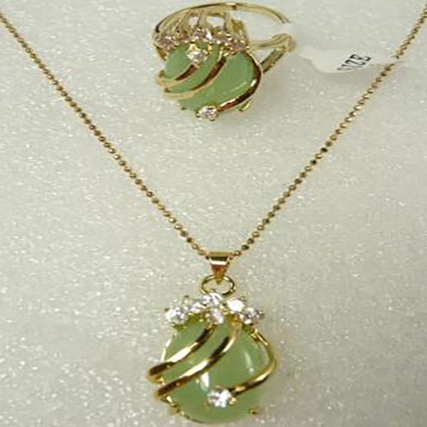 fashion jewelry natural green jade jade cz necklace pendant ring earring set size 6-9#, Silver
fashion jewelry natural green jade jade cz necklace pendant ring earring set size 6-9#, Silver