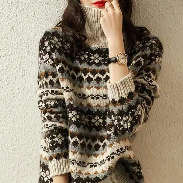 women's sweaters autumn winter ethnic style cashmere wool knit pullover women turtleneck loose elegant thicked print casual 221207, White;black
women's sweaters autumn winter ethnic style cashmere wool knit pullover women turtleneck loose elegant thicked print casual 221207, White;black