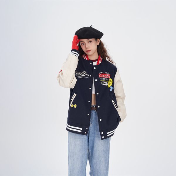 women's jackets retro fashion o-neck cardigan casual loose baseball uniform men wome long sleeve printed stitching pocket coat spring a, Black;brown
women's jackets retro fashion o-neck cardigan casual loose baseball uniform men wome long sleeve printed stitching pocket coat spring a, Black;brown