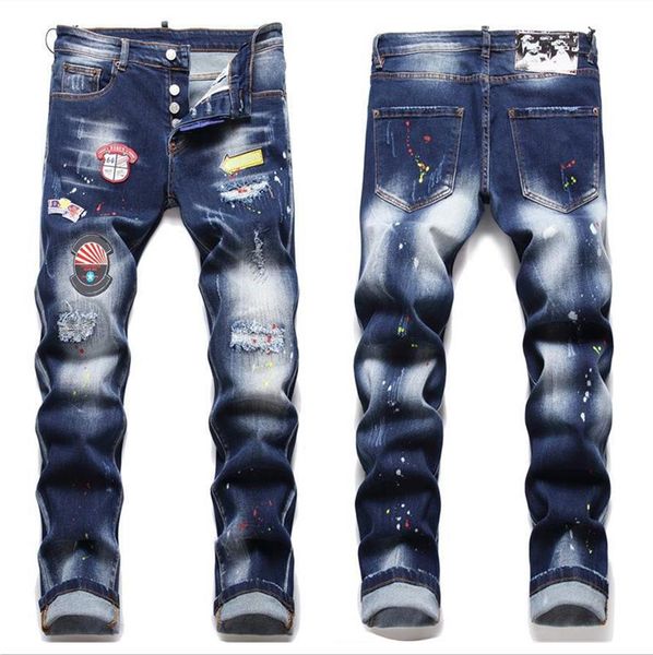 men's jean hip hop pants street trend zipper chain decoration ripped rips stretch black fashion slim fit washed motocycle panelled chri, Blue
men's jean hip hop pants street trend zipper chain decoration ripped rips stretch black fashion slim fit washed motocycle panelled chri, Blue