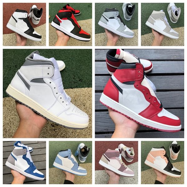 

1s jumpman 1 og high basketball shoes mens women stage haze fragment bio hack shadow bred patent hyper royal dark mocha tan gum chicago lost, Black