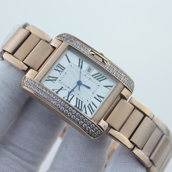 ladies luxury watch square dial diamond-encrusted rose gold plated waterproof quartz watch, Slivery;brown
ladies luxury watch square dial diamond-encrusted rose gold plated waterproof quartz watch, Slivery;brown