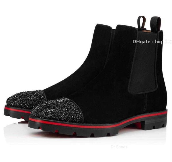 red-bottoms shoes christians elegant winter brand designer men's ankle boots red melon strass spikes boots calfskin rubber lug sol arm, Black
red-bottoms shoes christians elegant winter brand designer men's ankle boots red melon strass spikes boots calfskin rubber lug sol arm, Black