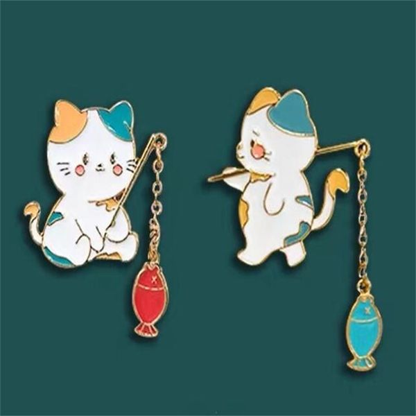 new fashion creative brooch cat fishing design metal enamel cartoon cute animal badge friend gift jewelry accessories ae560, Gray
new fashion creative brooch cat fishing design metal enamel cartoon cute animal badge friend gift jewelry accessories ae560, Gray