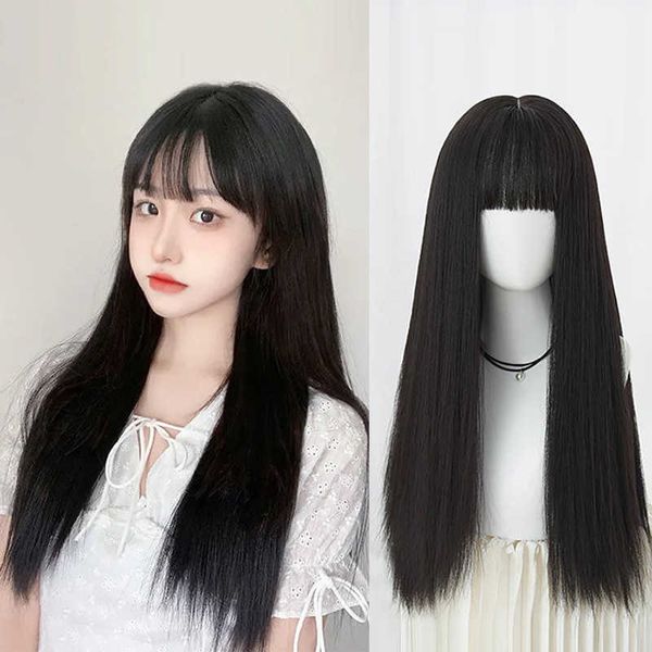 hair synthetic wig caps female air bangs black long straight head cover imitation human silk natural whole chemical fiber 1201, Black;brown
hair synthetic wig caps female air bangs black long straight head cover imitation human silk natural whole chemical fiber 1201, Black;brown