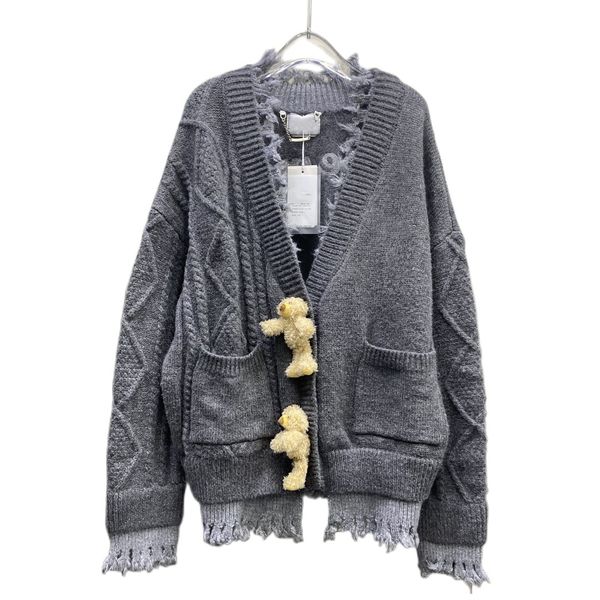 autumn and winter temperament new stereo doll button tassel cardigan, White;black
autumn and winter temperament new stereo doll button tassel cardigan, White;black