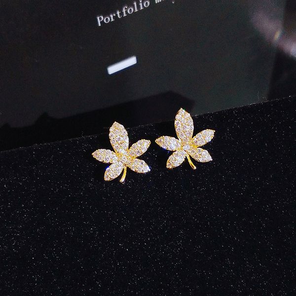 five leaves stud earrings for women shiny geometry hoop small fashion 14k gold plated 5a cz female cocktail jewelry, Golden;silver
five leaves stud earrings for women shiny geometry hoop small fashion 14k gold plated 5a cz female cocktail jewelry, Golden;silver