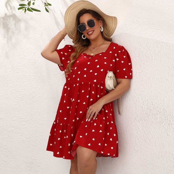 women's new summer love print short sleeve dress large women casual dress, Black 
women's new summer love print short sleeve dress large women casual dress, Black